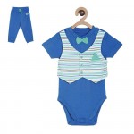 Miniklub Bodysuit+Knit Bottom Set - Blue, 3-6m